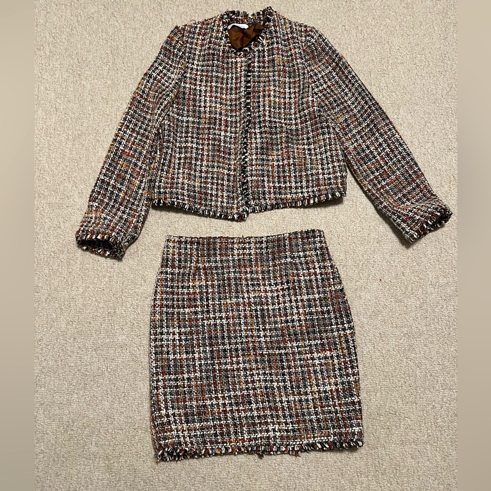 Calvin Klein woven blazer and pencil skirt set